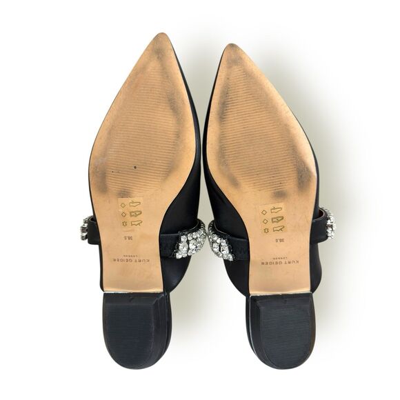 KURT GEIGER LONDON Princely Mules Size US 8 Black Leather Crystal Chic Goddess - Picture 7 of 8